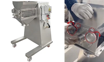 Tus viav vias granulator mranulator tau nruab thiab disassembled